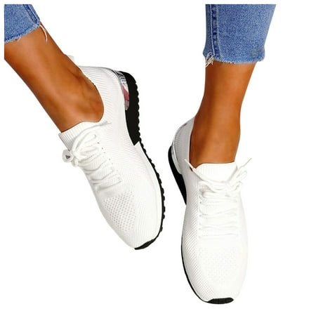 

f21 Summer Women Womens Wedge Sneakers Casual Shoes Mesh Lace Up Walking Shoes Sneakers for Women Size 8 White Wide