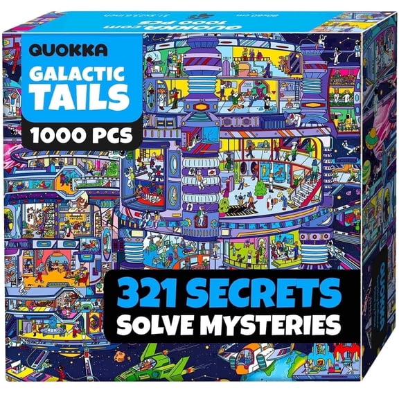Quokka Jigsaw Puzzles for Adults 1000 Pieces Galactic Tails - Extra Fun Puzzle with Hidden Secrets & Audio Story - Challenge Puzzle in Premium Box