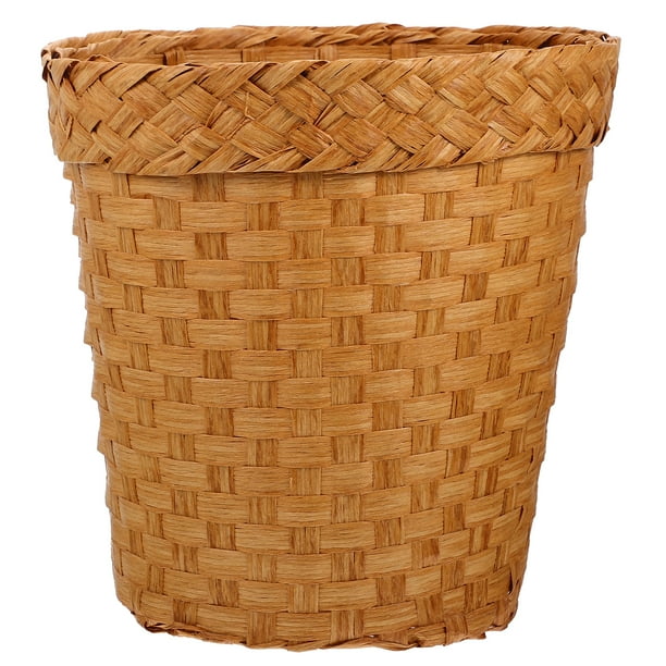 Basket Trash Can Waste Wicker Woven Bathroom Baskets Storage Garbage Bedroom Wastebasket Rattan