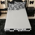 thumbnail image 4 of Erosebridal Kawaii Checker Bow Zipper Queen Comforter Set with Fitted Sheet and 2 Pillowcases for Women, Black Classic Grid Ribbon Zipper Bedding Set, Gray Reversible, 4-Piece, 4 of 7