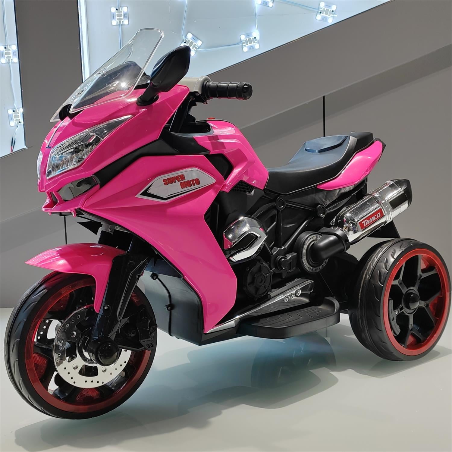 CIPACHO Kids Motorcycle 12V Ride On Car Toy with 3 Lighting Wheel Battery Powered Motorbike for Kids 3 and Up, Pink