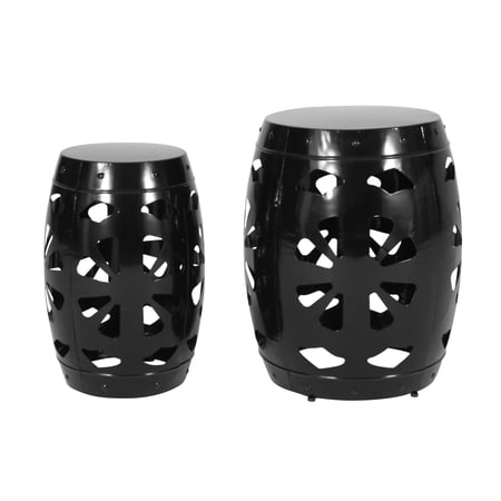 Carey Outdoor Metal Side Tables, Set of 2, Black