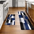 thumbnail image 2 of Blue Black Grey White Kitchen Rugs and Mats Set of 2 Modern Abstract Art Cushioned Anti Fatigue Kitchen Rugs Set Geometric Non-Skid Washable Kitchen Mats for Kitchen Sink Laundry, 2 of 6