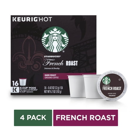 Starbucks French Roast K-Cup Coffee Pods for Keurig Brewers, Dark Roast, 4 Boxes of 16 (64 Total K-Cup