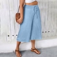 thumbnail image 7 of Hurxie Women's Plus Size Wide Leg Capri Pants Loose Lounge Cropped Culottes Summer Casual Palazzo Pants with Pockets Sky Blue,M, 7 of 7