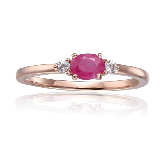 Ruby Oval Three Stone Ring