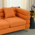 thumbnail image 5 of 81.5" Sectional Couch, Teddy L Shaped Sofa with Soft Seat Cushion and 3 Pillows, 5 Seat Corner Couch with Gold Legs for Living Room, Bedroom, Apartment, Office, Orange, 5 of 9