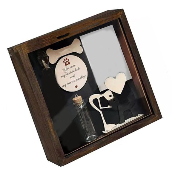 YIEMEEN Pet Memorial Shadows Box for Dog or Cats Wood Pet Picture Frame with Collar Mount