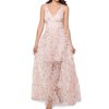 Xscape Womens Dress Floral Applique V-Neck Ball Gown Pink 2