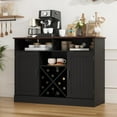thumbnail image 5 of Farmhouse 42.5" Buffet Cabinet with Prower Outlets, Large Sideboard Storage Cabinet with Wine Rack. Wooden Coffee Bar Cabinet for Kitchen, White, 5 of 8