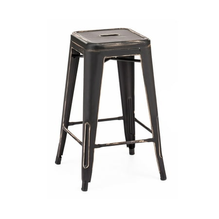 Dreux Vintage Matte Black Gold Stackable Counter Stool 26 Inch (Set of (Best Scratch Offs To Play In Mn)
