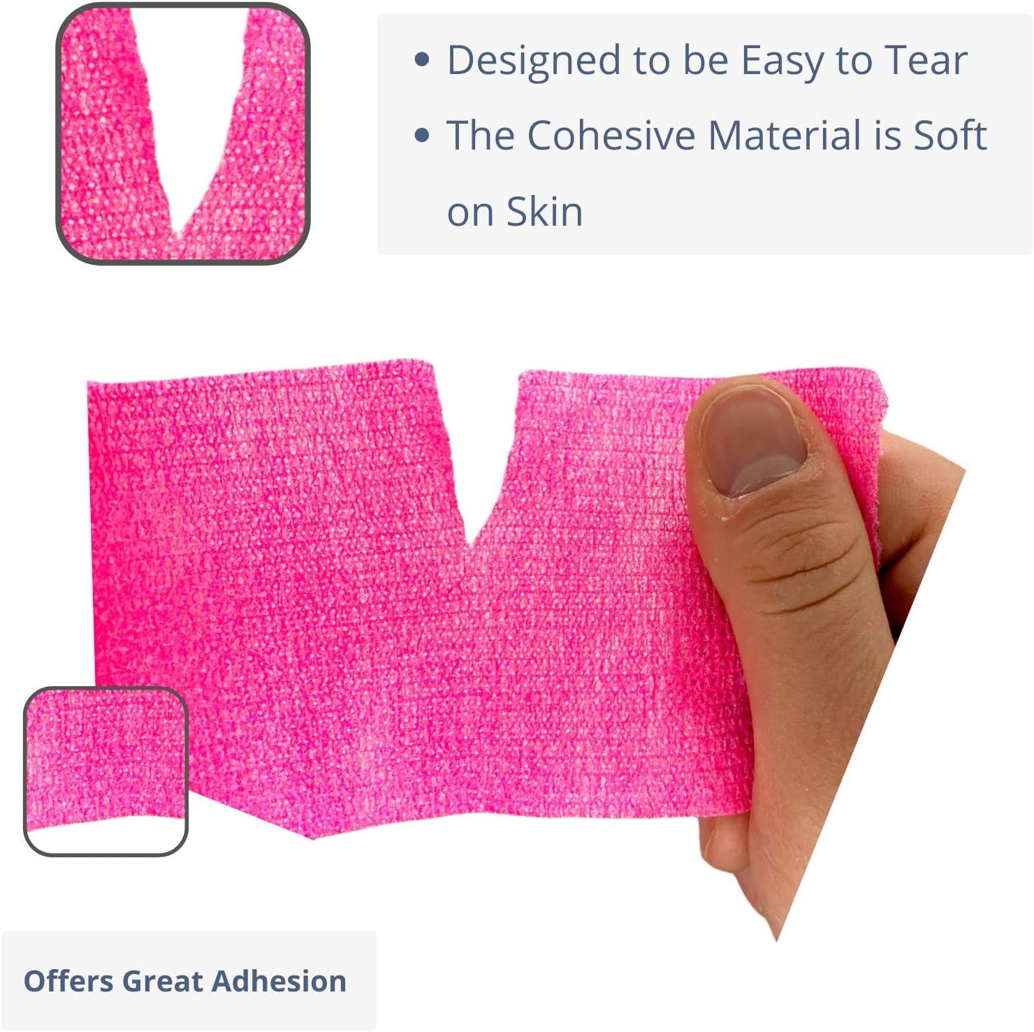 Endure Cohesive Bandage Wrap, Self Adherent Wrap 3 inch x 5 yd, Adhesive Flexible Breathable First Aid Gauze, Stretchable and Ideal for Athletic Use, Box of 12, Neon Pink