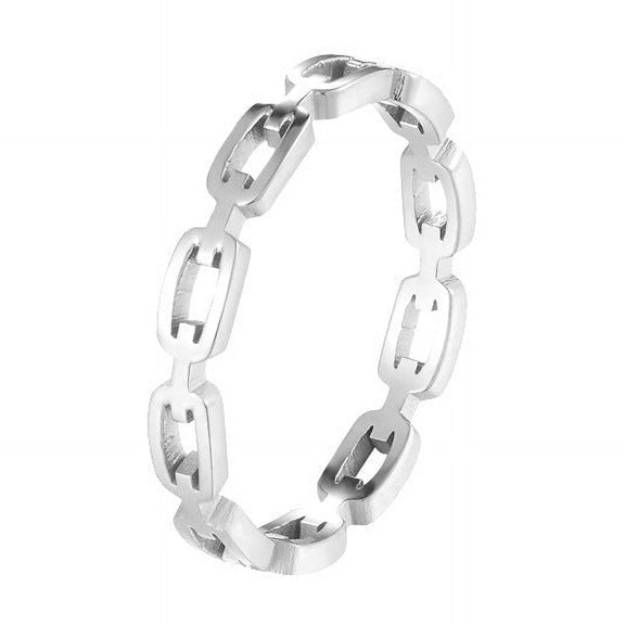 Womens Ring Fashion Rectangular Chain Ring Titanium Steel Electroplated High Quality Design New Appearance for Women