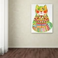 thumbnail image 3 of Trademark Fine Art 'Green Folk Cat 1' Canvas Art by Oxana Ziaka, 3 of 3