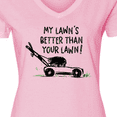 thumbnail image 4 of Inktastic Father's Day Dad My Lawn's Better than Your Lawn Women's V-Neck T-Shirt, 4 of 5