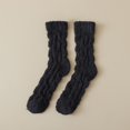 thumbnail image 2 of dinapents Cable Knit Crew Socks for Women Non-Shedding Fuzzy Plush Mid-Calf Socks for Warm Home Sleep, 2 of 2