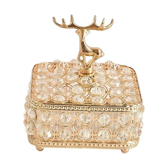 Multipurpose Jewelry Storage Organizer Ornament Metal with Lid Dustproof Containers for Cosmetic Vanity Shelf Bathroom Countertop Earrings ,