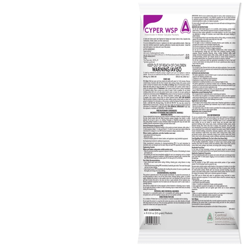 Cyper WSP Insecticide – 1 Envelope (4 Water Soluble Packets) by Control Solutions, Inc