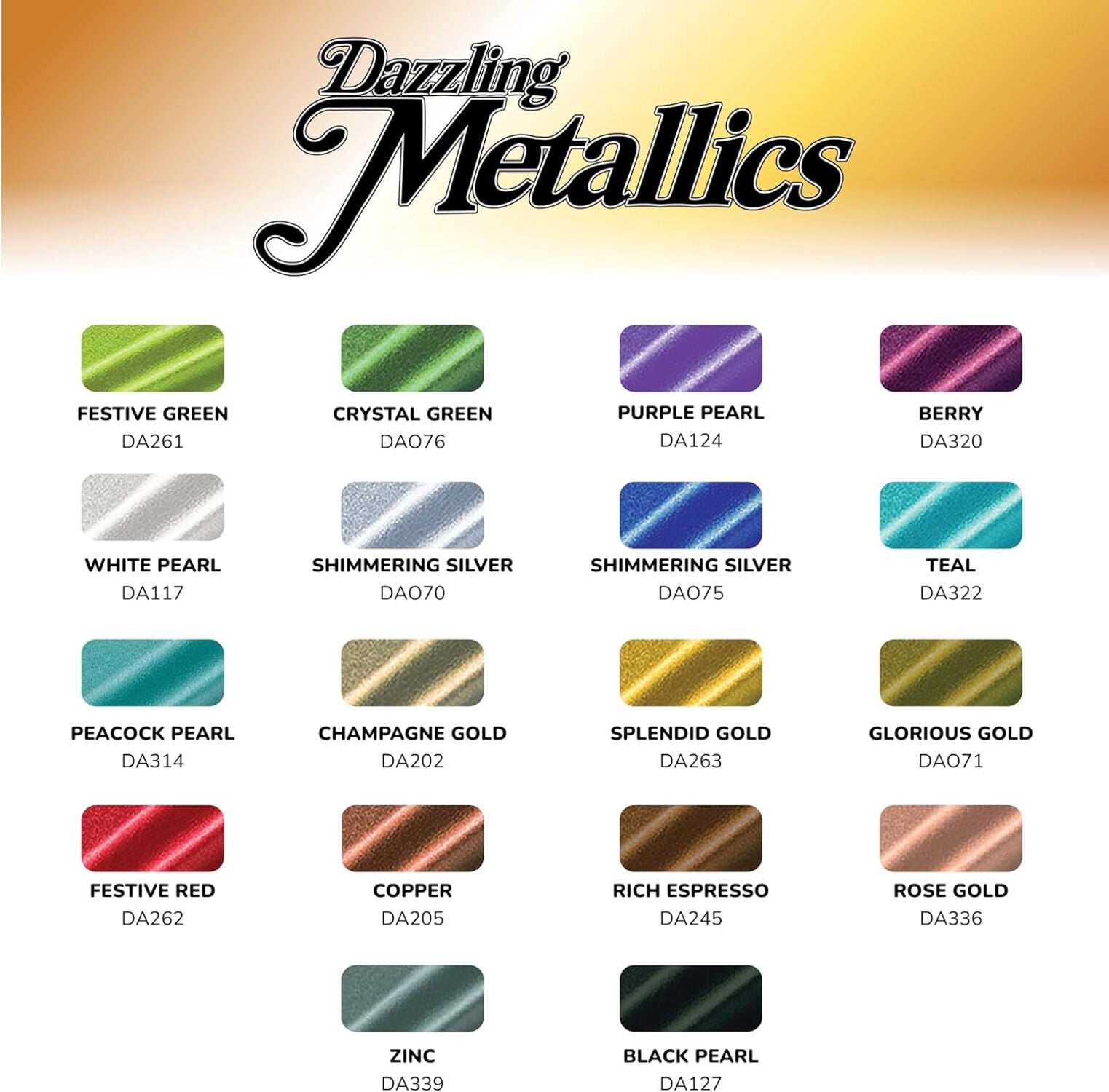 Americana Dazzling Metallics Sampler Set 18 piece-Fan Favorites