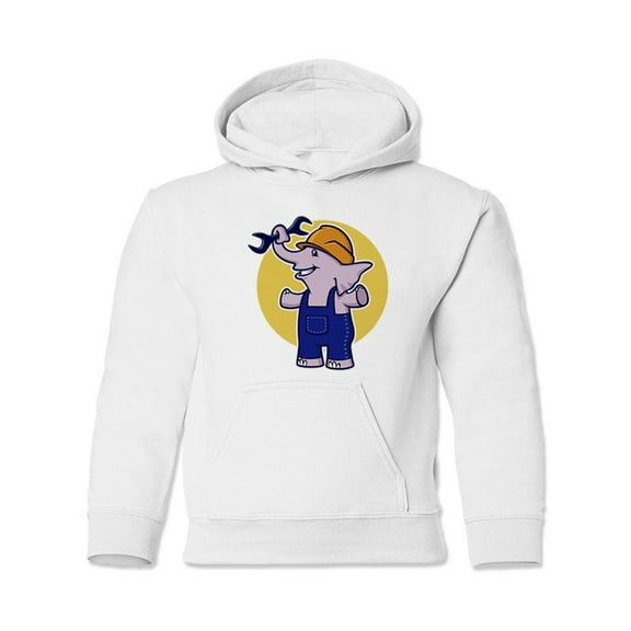 Builder Elephant Hoodie Juniors -Image by Shutterstock, Small