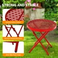 thumbnail image 5 of Ktaxon Folding Side Table, Patio Small End Table with X-Shaped, Outdoor Metal Floral Pattern Table for Balcony  Porch Backyard Deck, Red, 5 of 9