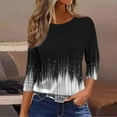 thumbnail image 3 of JTZGDY Womens Plus Size Tops Fashion Printed Fall 3/4 Length Sleeve Crewneck Graphic T-Shirts Loose Oversized Dressy Tunic Pullover Blouse Black#03 M, 3 of 7
