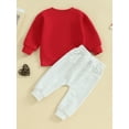 thumbnail image 4 of My First New Years Baby Boy Outfit Baby Boy Valentines Day Outfit Letter Print Long Sleeve Sweatshirt T-shirt and Elastic Casual Pants Suit, 4 of 9