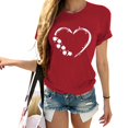 thumbnail image 2 of Pxiakgy Vente Chaude! T-Shirt Trèfle de la Saint-Patrick pour Femmes Chanceux Irlandais à Manches Courtes T-Shirt Graphique Trèfle Mode Décontractée Imprimé Amour Col Rond Manches Courtes T-Shirt Rouge L, 2 of 4