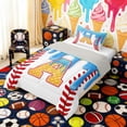 thumbnail image 3 of Erosebridal Waffle Drip Letter A Twin Comforter Sets, Cute Baseball Sport Bedding Set for Girls and Boys, Gray Reversible 2pcs, 1 Comforter and 1 Pillowcase, 3 of 6
