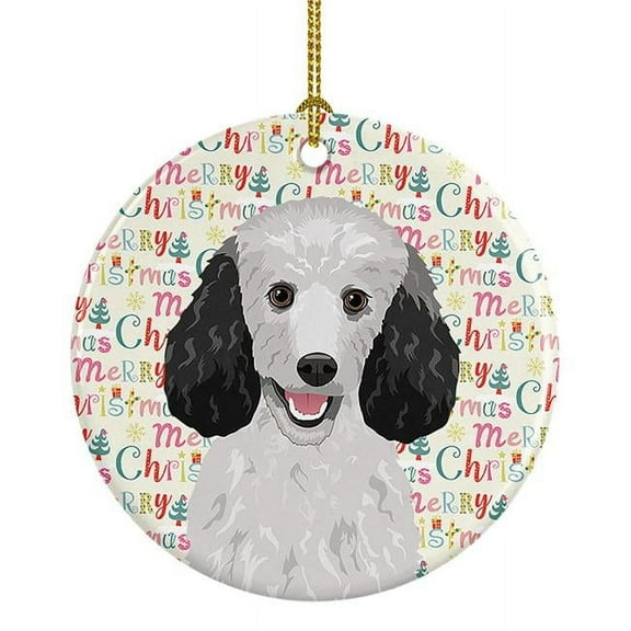 2.8 x 2.8 in. Unisex Poodle Standard Silver Christmas Ceramic Ornament
