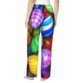 thumbnail image 3 of Disketp Colorful Easter Eggs1 Print Women'S Comfy Pajama Pants Casual Drawstring Palazzo Lounge Wide Leg Pants, 3 of 9