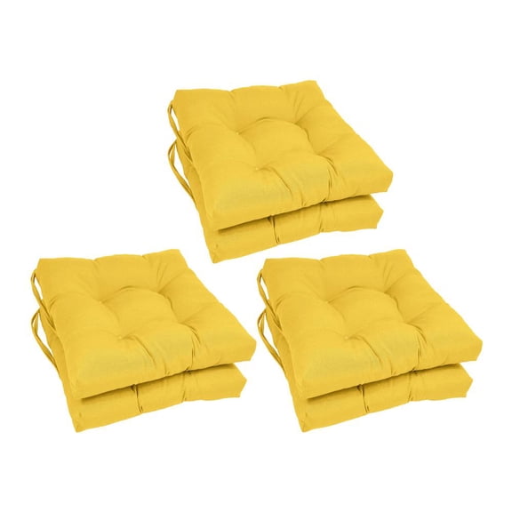 Blazing Needles 916X16SQ-T-6CH-TW-SS 16 in. Solid Twill Square Tufted Chair Cushions, Sunset - Set of 6