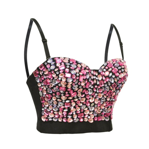 Perfume-Grade Bra for Women Push Up Beading Back Closure Rave Bustier for Club Wear and Stage
