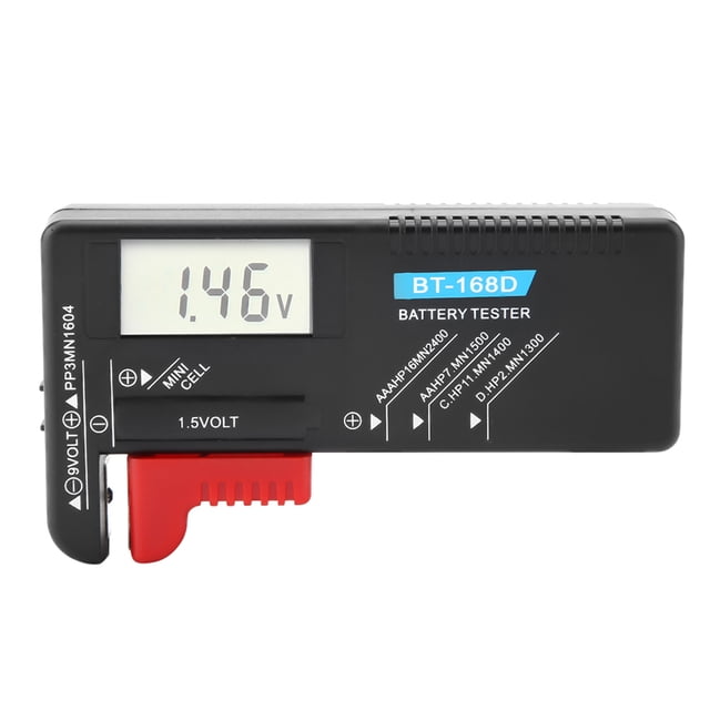 VIFER Probador de Batería Digital, Comprobador de Pilas Digital Medidor Voltaje Pilas Probador de Batería Universal para el Hogar Pila de Botón AA AAA C D PP3 9V 1.5V BT-168D