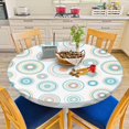 thumbnail image 6 of Circles Dots Tablecloth Round Kaleidoscope Orange Turquoise Ethnic Style Waterproof Wipeable Table Cloth Cover for Dining Room Fitted Table 40-44 inch, 6 of 6