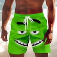 thumbnail image 2 of Fiaer Men's Beach Shorts Funny 3D Expression Graphic Summer Swim Trunks Novelty Beachwear Sports Vacation Shorts with Pockets Green S, 2 of 4