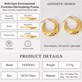 thumbnail image 7 of VEEDOFA Chunky 14K Gold Plated Hoop Earrings for Women, Fashion Hypoallergenic earrings Minimalist Jewelry Gift, 7 of 7