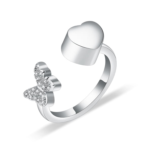 Crystal Butterfly Urn Rings for Ashes Heart Cremation Ring Memorial Keepsake Rings Gifts Ash Keepsake Memorial Rings Urns Rings for Women