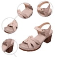 thumbnail image 5 of Rokment Platform Dressy Sandals for Women Ladies 2026 Fashion Casual Leather Cut-Out Stackable Block High Heels Orthopetic Dress Summer Shoes Beach Beige Size 6, 5 of 7