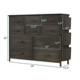 thumbnail image 5 of Jojoka 10-Drawer Dresser Chest of Drawers for Bedroom, Fabric Storage Organizer With Wood Top, Side Pockets & Hooks Cabinet for Living Room, Entryway, Hallway, Closet, Retro Grey, 5 of 8