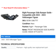thumbnail image 2 of Right Passenger Side Bumper Guide - Compatible with 2022 - 2023 Volkswagen Tiguan, 2 of 2