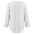 thumbnail image 4 of Dazajoo Womens Plus Size Long Sleeve Solid Color Tops Dressy Trendy Zip V Neck Chiffon Shirts for Women 2024 Summer Casual Roll Up Sleeve Blouses,White,XXXXXL, 4 of 7