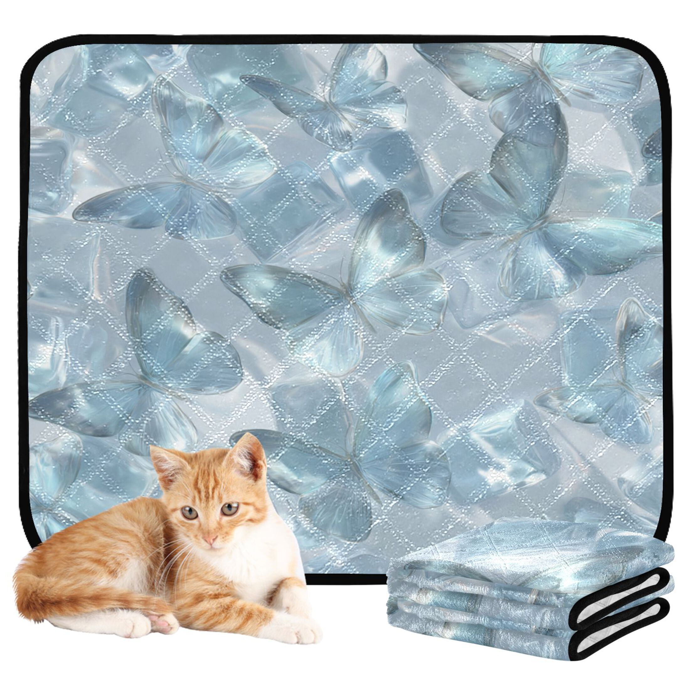 Qxltty Ice Butterfly Cat litter Pads Pet Set of 2 Diaper Mats Center Anti-leakage Layer Absorbent Soft and Comfortable
