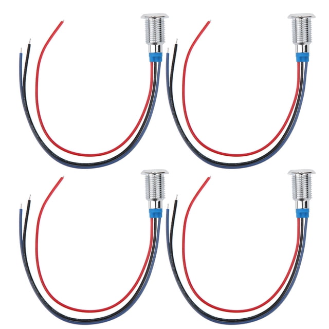 Pre-wired Round Leds 4 Sets PreWired Round LEDs Waterproof 2Color Indicator Light Common Anode 10mm 1224VRed And Blue