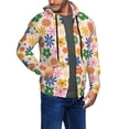 thumbnail image 2 of Kdxio Groovy Daisy Flowers Print Men Hoodies Casual Hoodies for Men with Zip Pockets Full Zip Long Sleeve Sweatshirt Sports Hooded Jacket-Large, 2 of 5