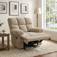 thumbnail image 6 of QuzyAor Overstuffed Rocker Recliner Chair, Plush Padded Armrests with Manual Recline & Footrest, Perfect for Living Room Home Office Relaxation, Camel, 6 of 9