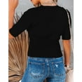 thumbnail image 3 of MURMUREY Womens Short Sleeve Sweaters Tops Crewneck Ribbed Pullover Shirt Soft Lightweight Slim Fit Knit Sweater Blouse, 3 of 4