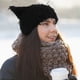 thumbnail image 2 of Gorro de invierno de punto desgastado con diseño de gato, con orejas de animal, grueso y cálido, holgado, para hombres y mujeres, actividades al aire libre, color negro, 2 of 8