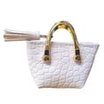 thumbnail image 2 of Bolso de mano femenino a escala 1/6, juguete de imitación de cuero sintético con borlas, 12 blanco, 2 of 9