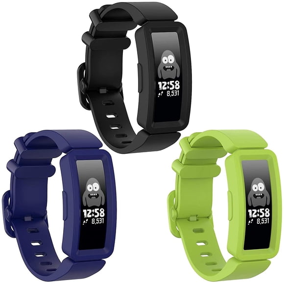 Accessorize your Fitbit Ace 2 with 3 colorful silicone bands - soft and kid-friendly